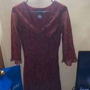 Vintage 90s Burgundy floral Jonathan Martin studio 100% polyester size 12